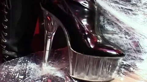 Cute filn-coated babe gets her pussy fucked by couple of str